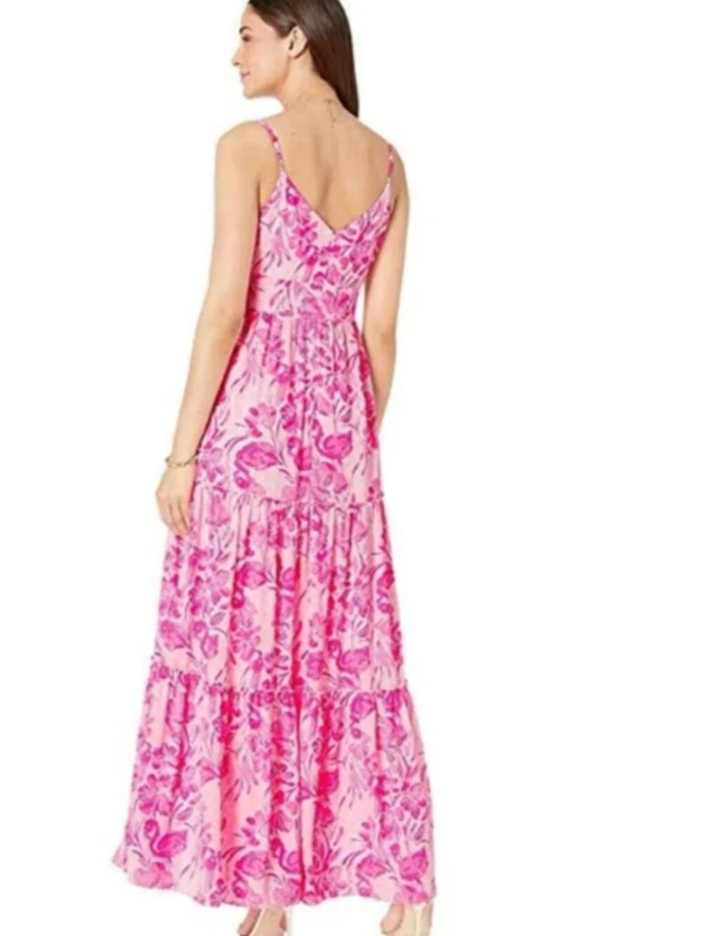 Lilly Pulitzer Pink Floral Tiered Maxi Dress Size 00 Melody NWT - Picture 7 of 8